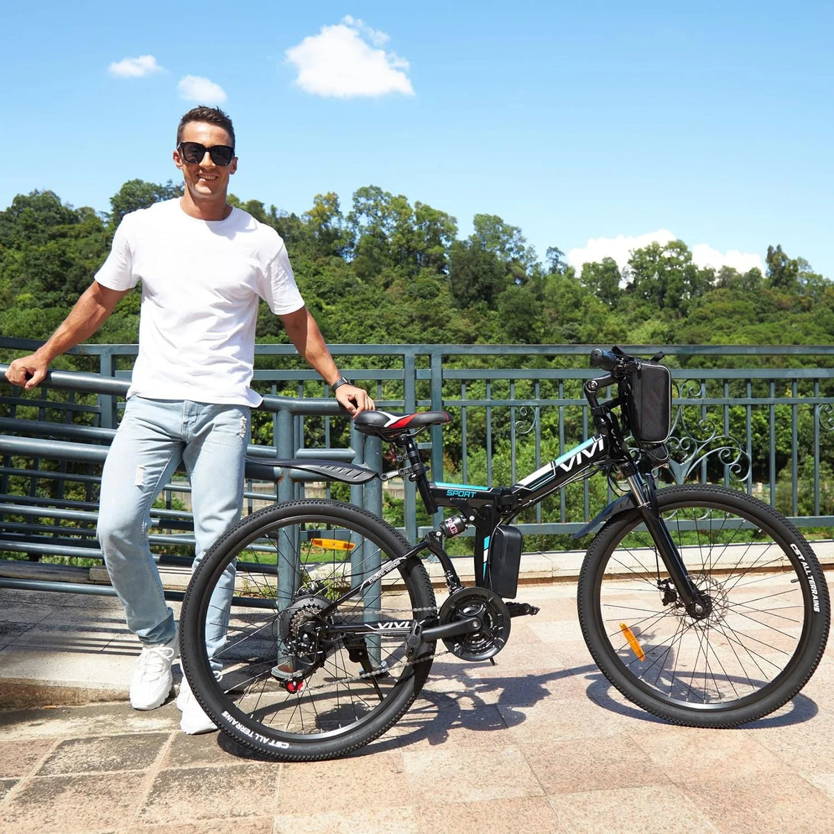 26'' Folding Electric Mountain Bike 500W 21 Speed 48V Removable Battery P558643
