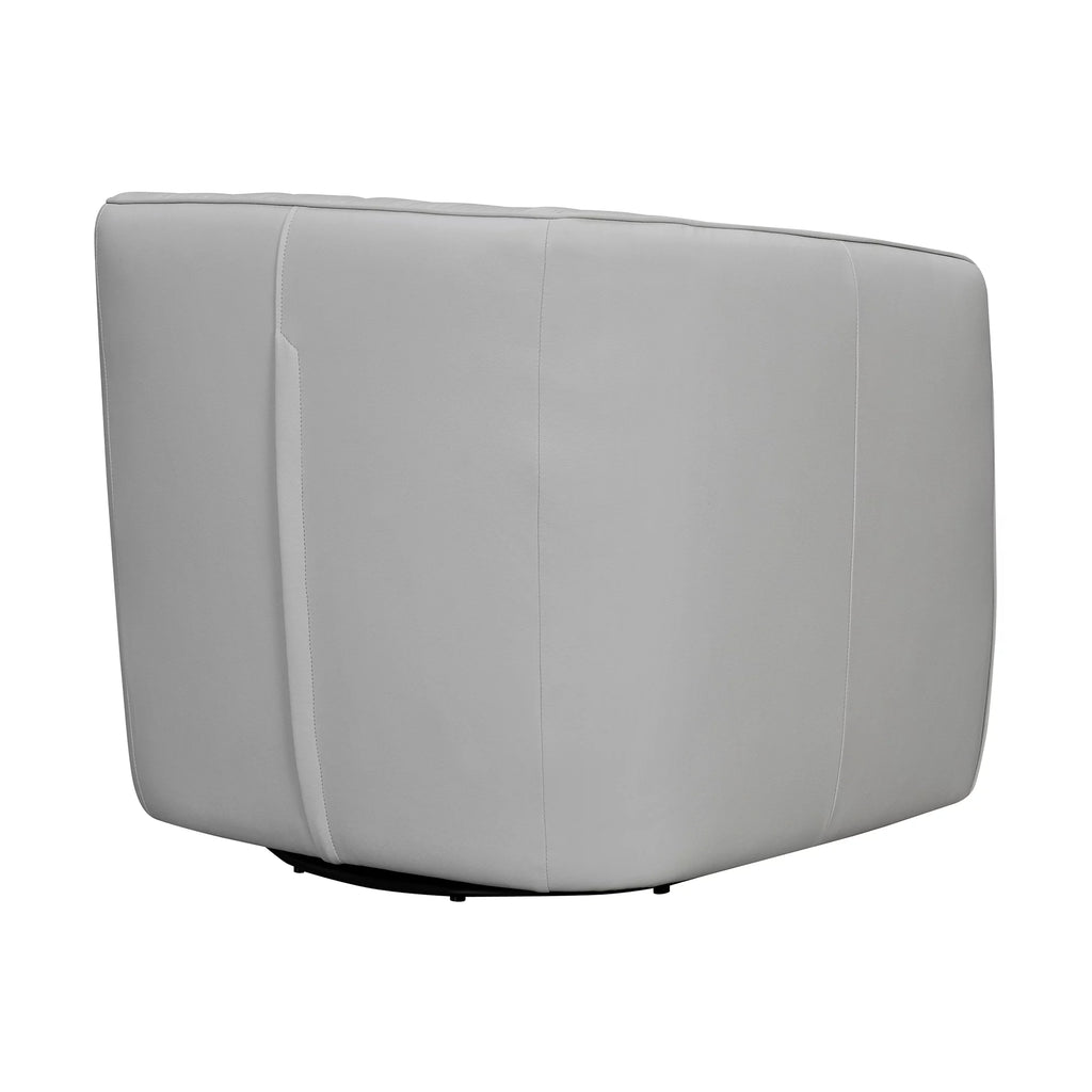 Dove Gray Genuine Leather Swivel Barrel Chair W909