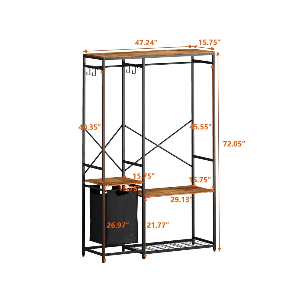 Portable Wardrobe Clothes Rack with Storage Bag C194196