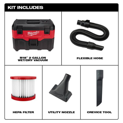 18-Volt 2 Gal. Cordless Wet/Dry Vacuum with Automotive Kit X48812