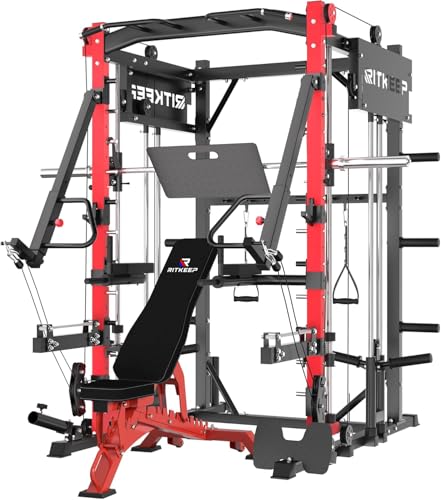 Smith Machine with Adjustable Weight Bench and Pulley System R2326