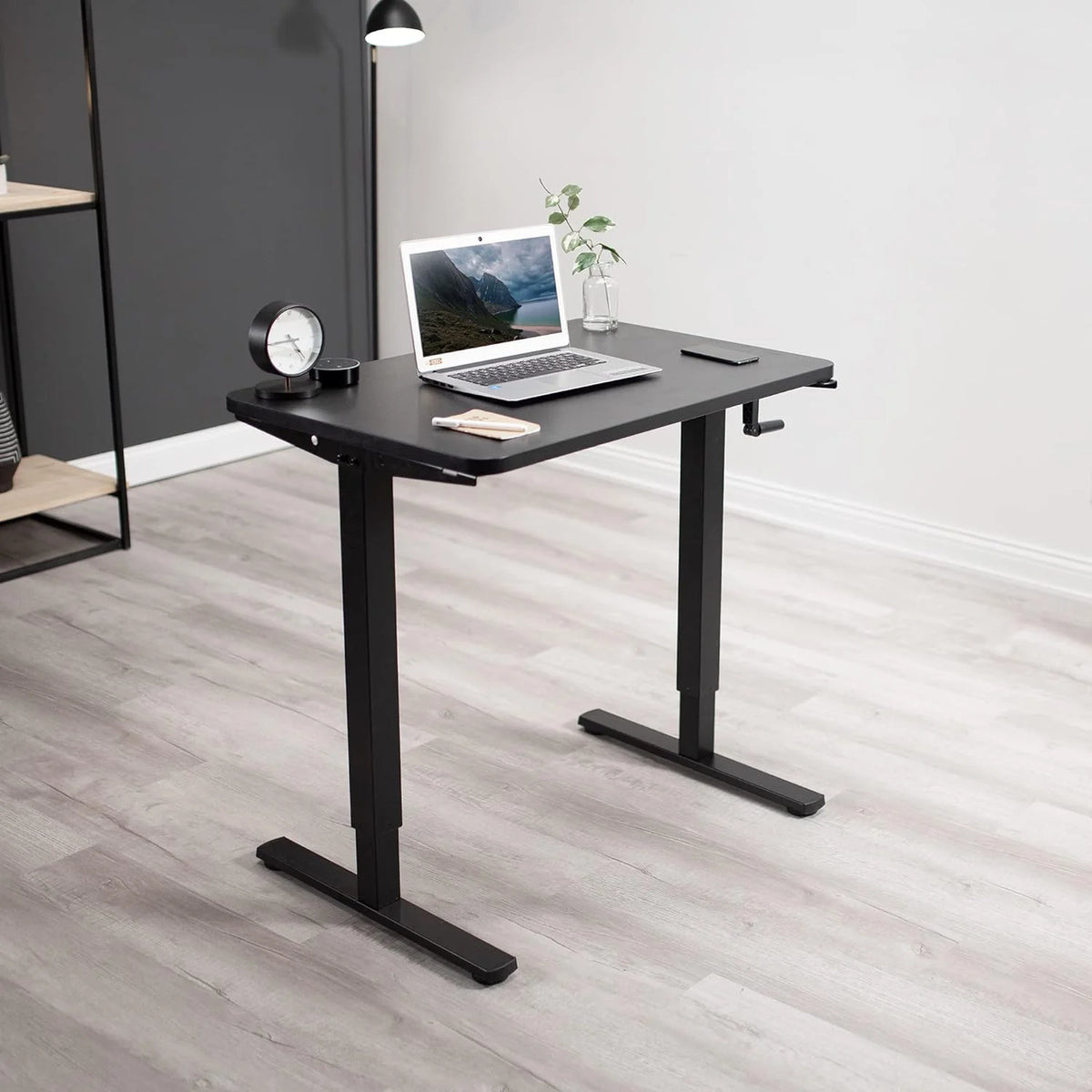 Manual Height Adjustable 36 X 24 Inch Black Standing Desk C64050
