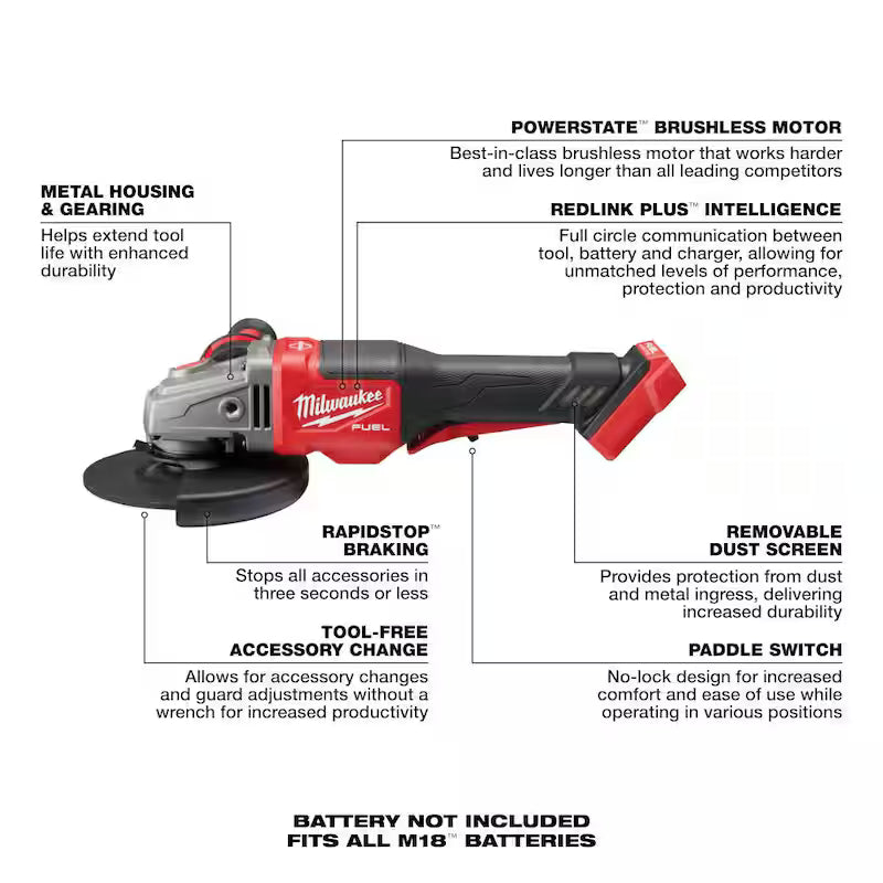 18V Brushless Cordless 4-1/2 in./6 in. Braking Grinder W131