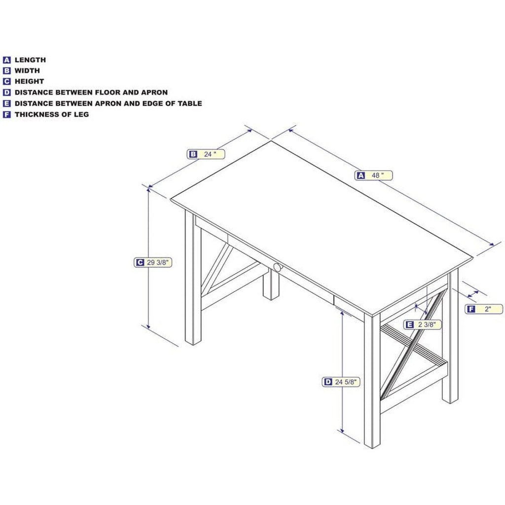 Solid Wood 1-Drawer Writing Desk D42265