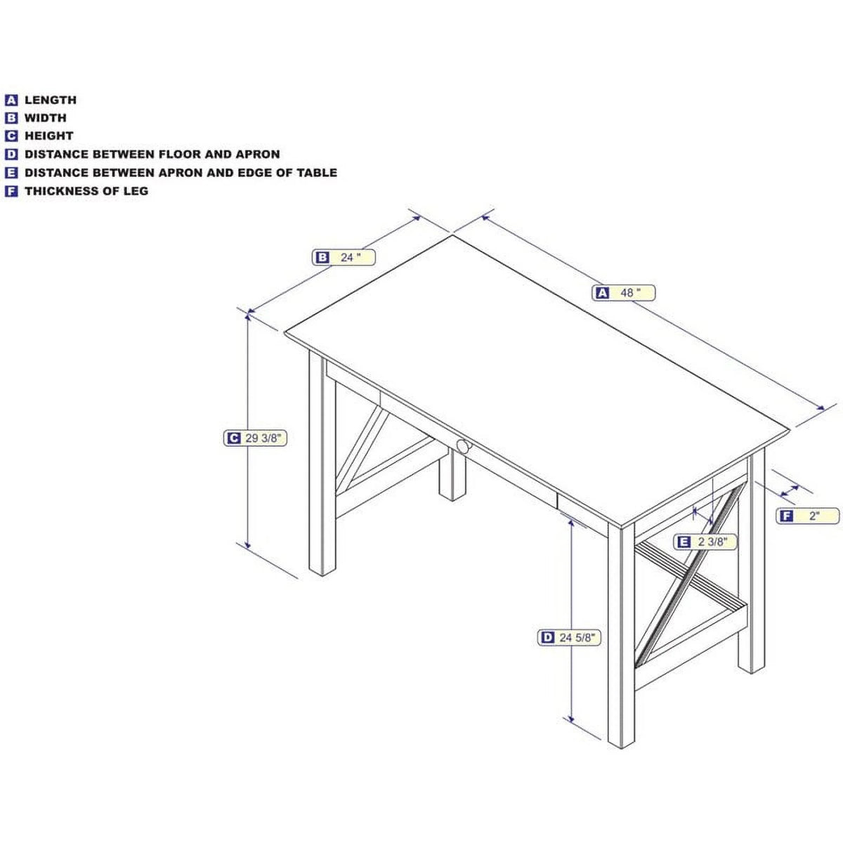 Solid Wood 1-Drawer Writing Desk D42265