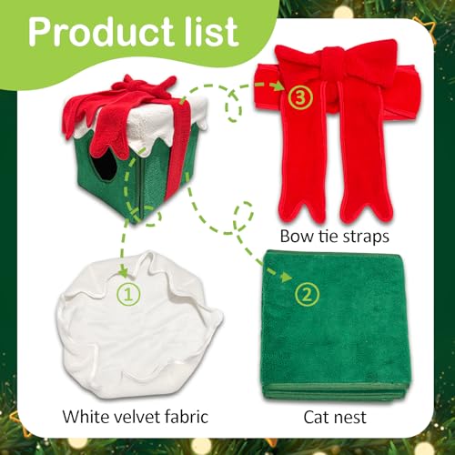 Christmas Cat House Cat Bed Cat Tree Decor Indoor Cat Tent Cave B661368