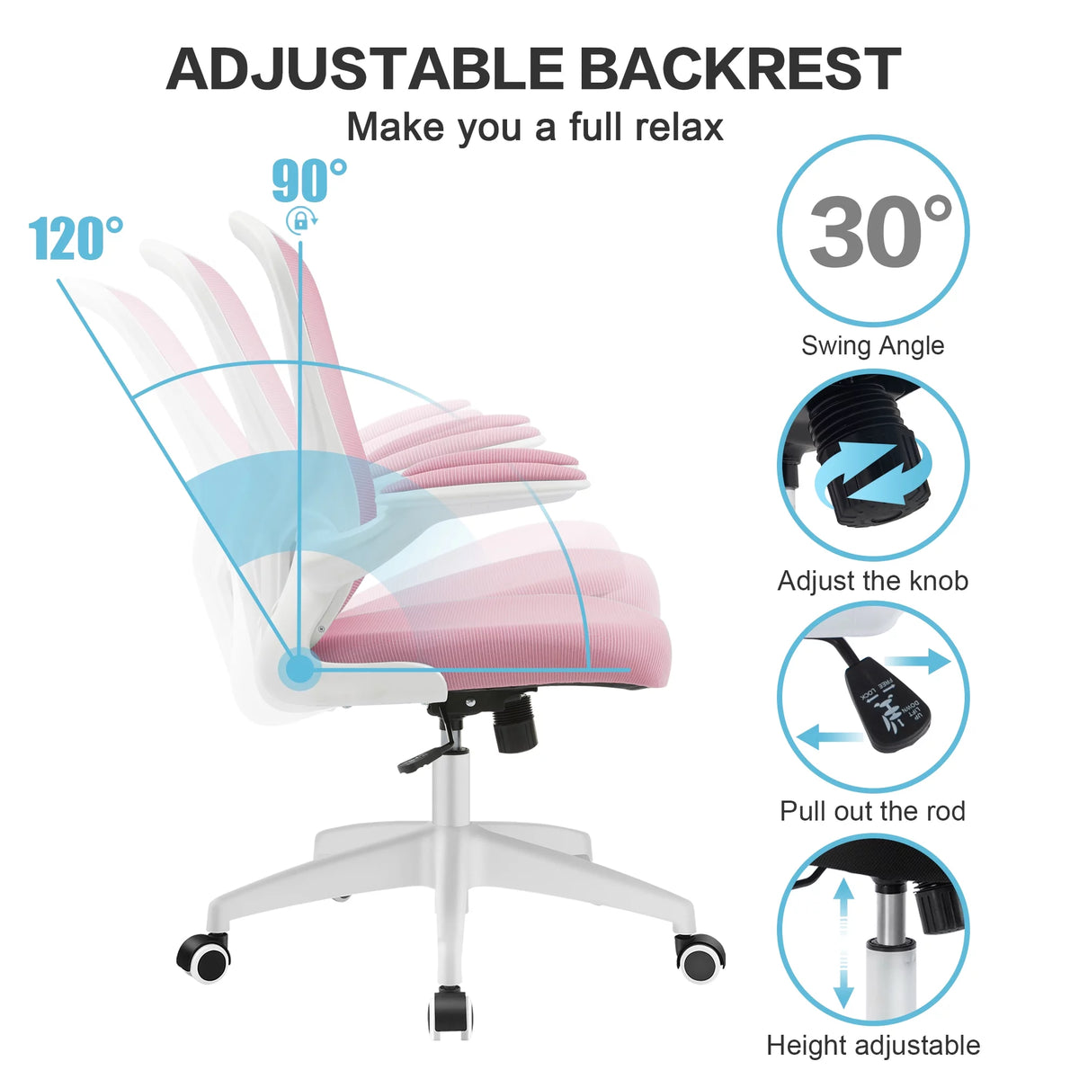 Ergonomic Mesh Office Chair with Lumbar Support and Flip-up Arms P528