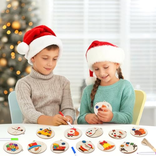 24 Pcs DIY Wooden Christmas Ornaments Painting Kit G32586