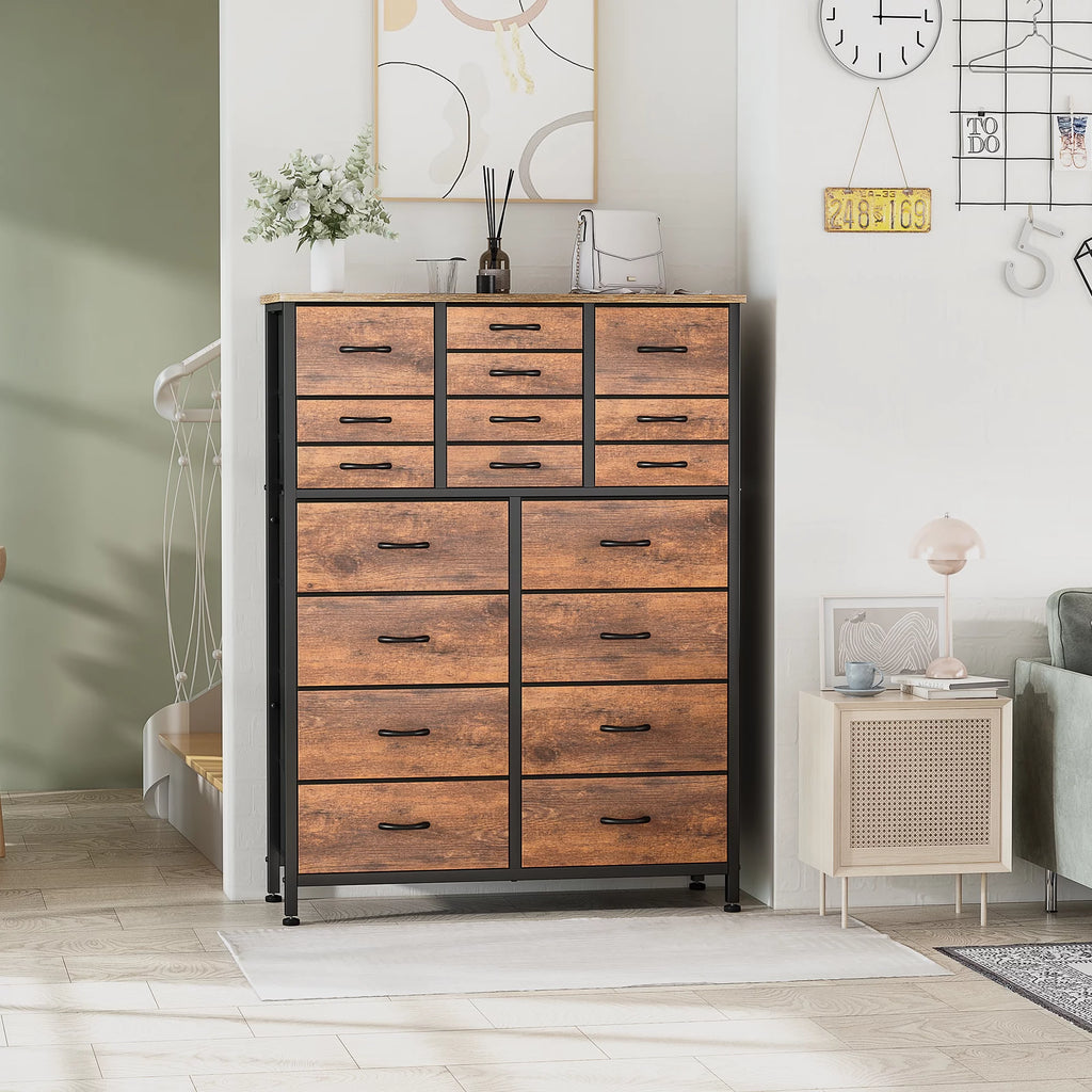 Brown 18 Drawer Wood Dresser V86652