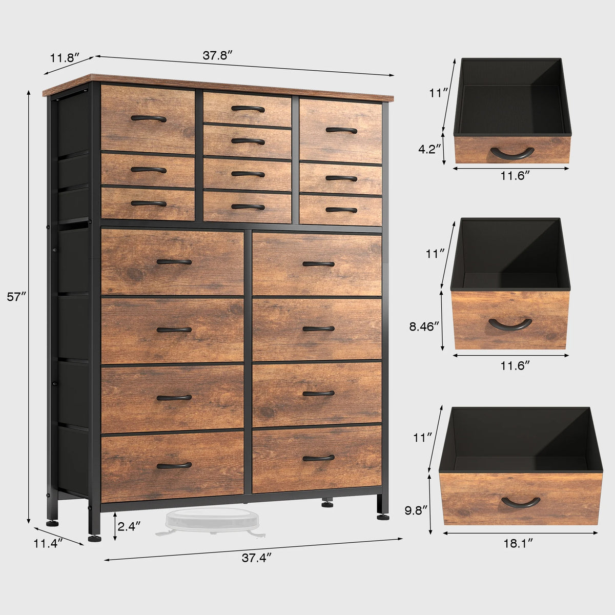 Brown 18 Drawer Wood Dresser V86652